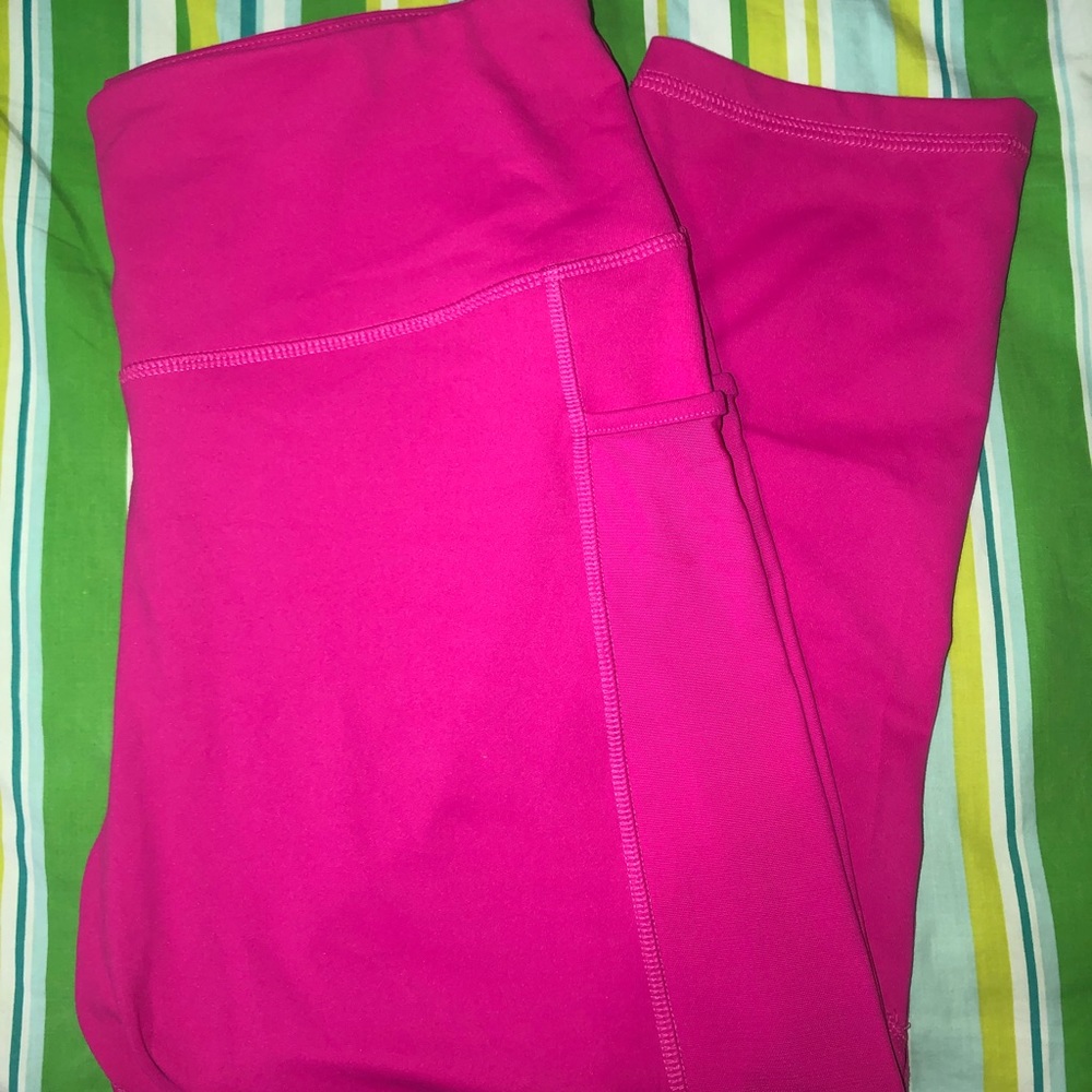 Bright Pink Polyester/Spandex leggings